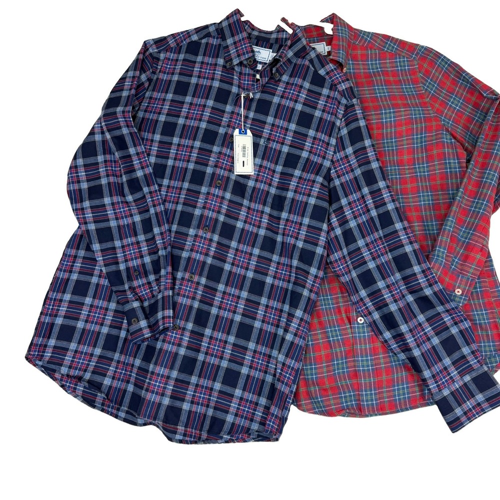 New Lot 2 Southern Tide Mens Shirts Small Plaid Brushed Cotton Flannel Skipjack